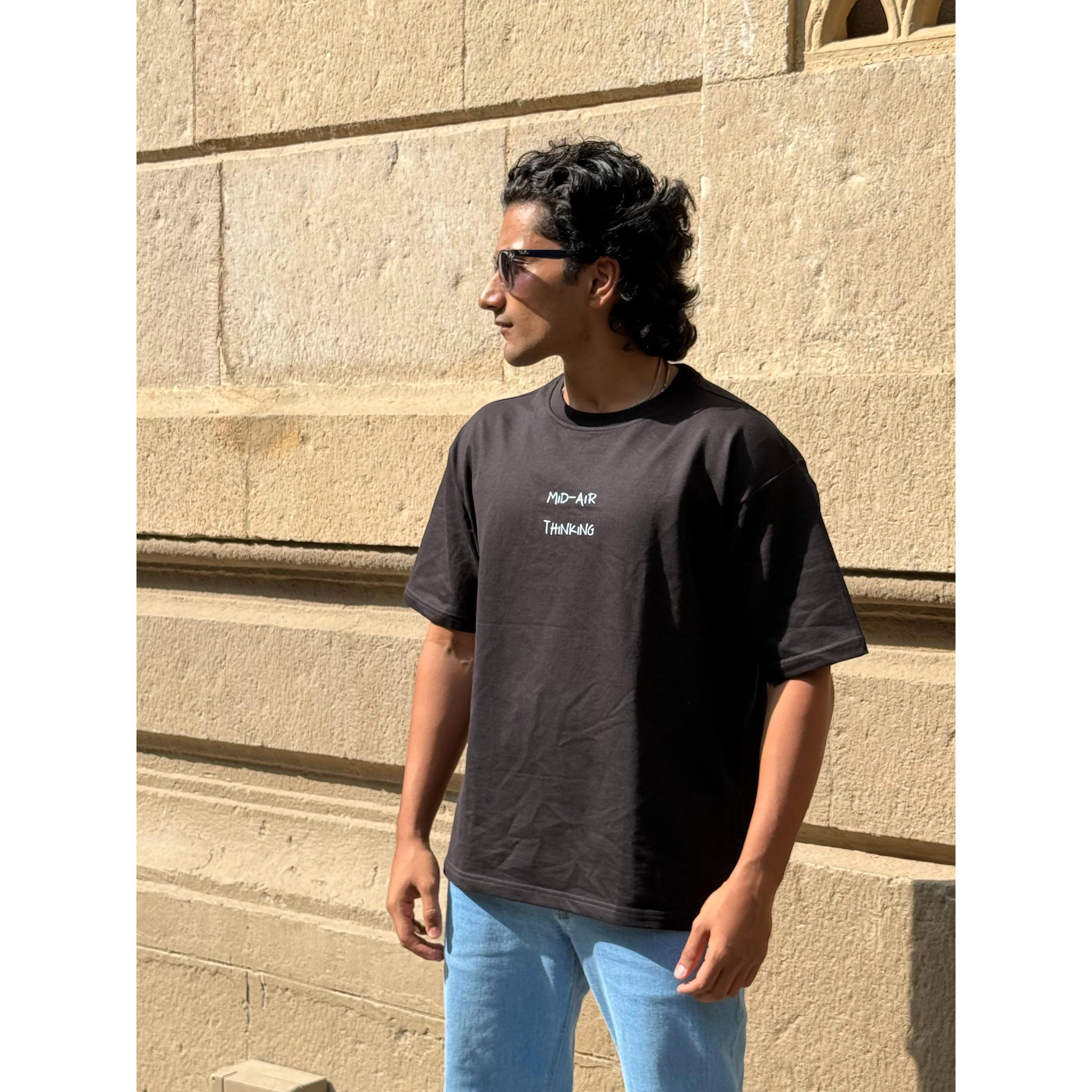 Mid Air Thinking (Black) - Oversized Tshirt